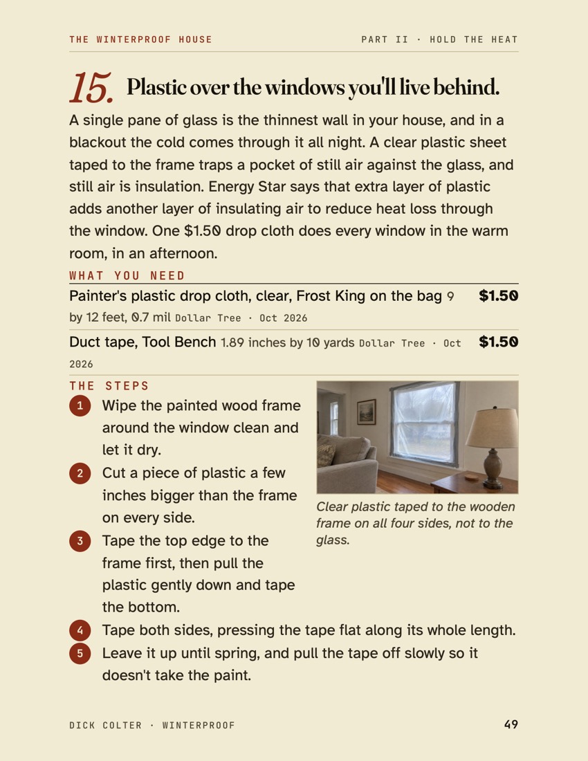 Page 49 of the book: method 15, plastic over the windows, with a photo